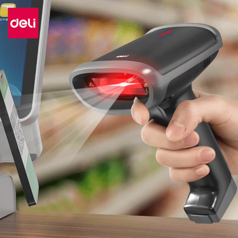 เครื่องสแกนบาร์โค้ดและคิวอาร์โค้ด DELI ES226W-01 2D สีดำ